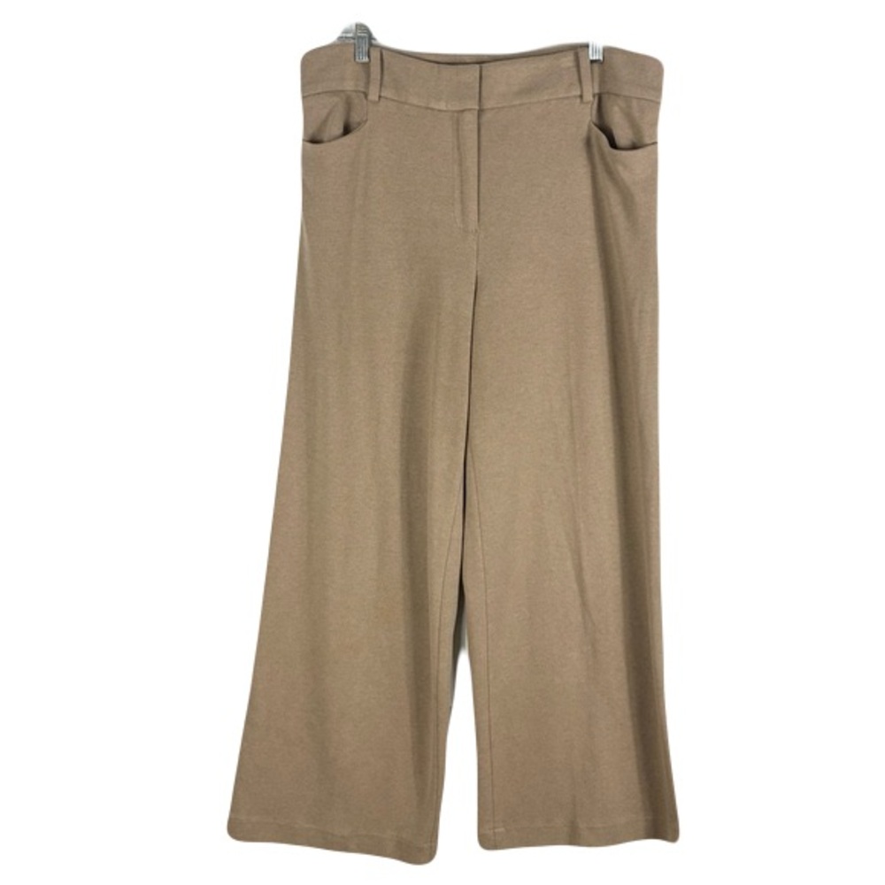 Nwot Talbots Pants 14 Modern Knit Wide Leg Tan Classy Modest Lady Staple Office